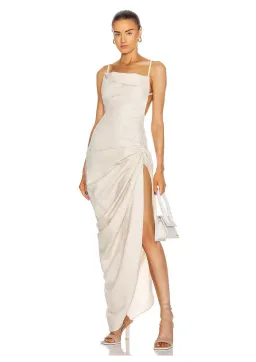 Jacquemus La Robe Saudade Longue Dress Beige Size 8 for rent on The Volte - image 1