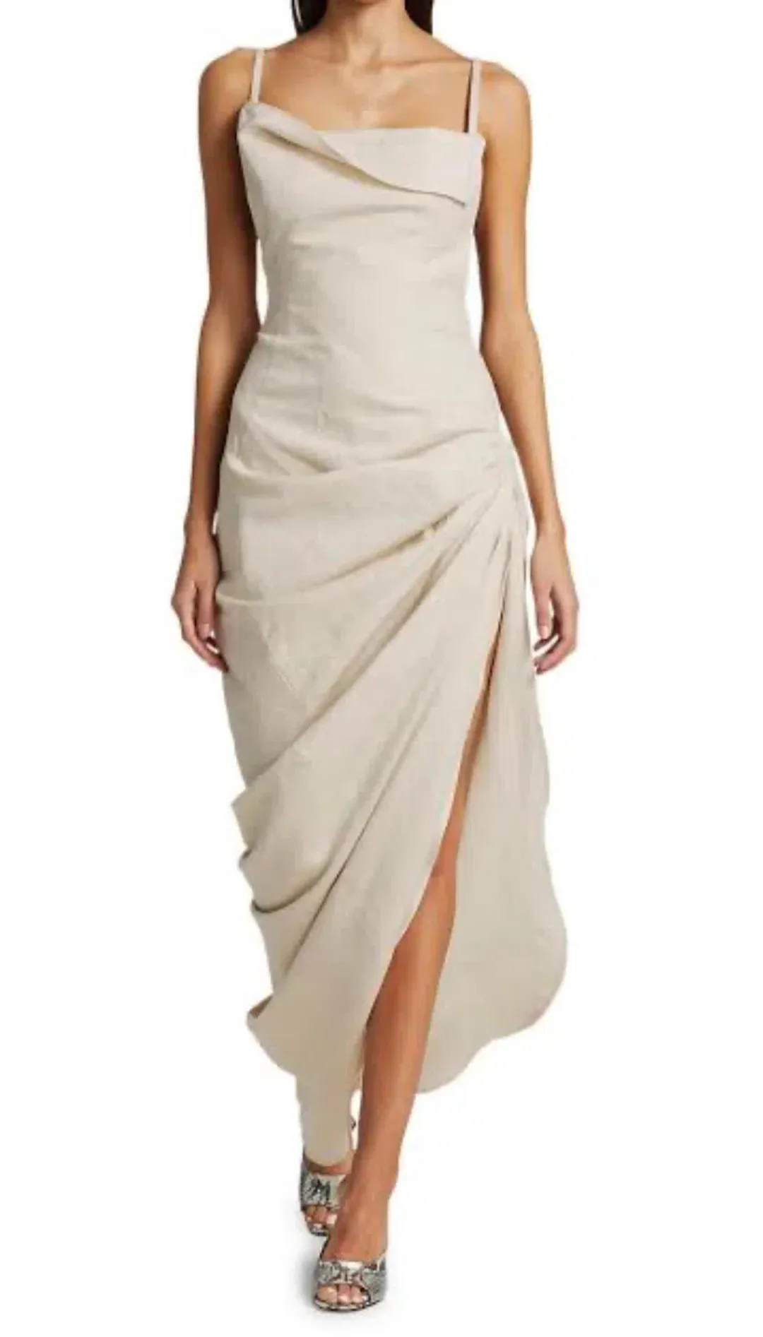 Jacquemus La Robe Saudade Longue Dress Beige Size 8 for rent on The Volte - main image