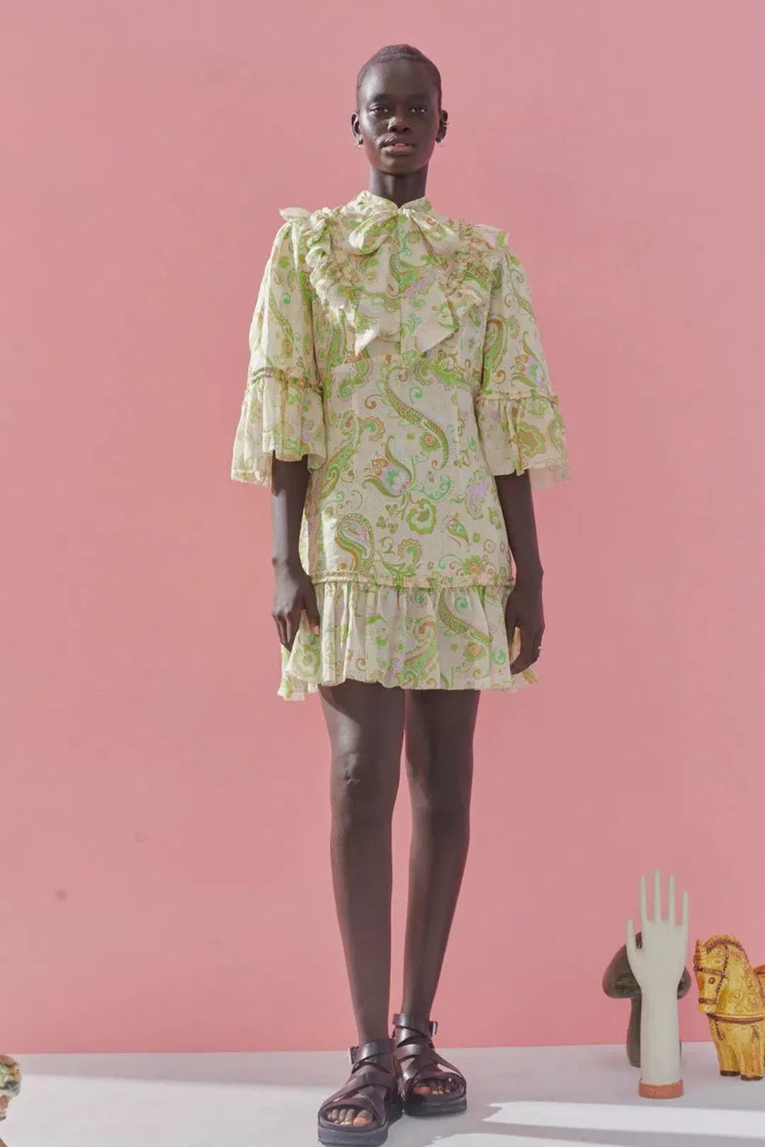 Alemais Marta Mini Dress Green Size 12 for rent on The Volte - main image