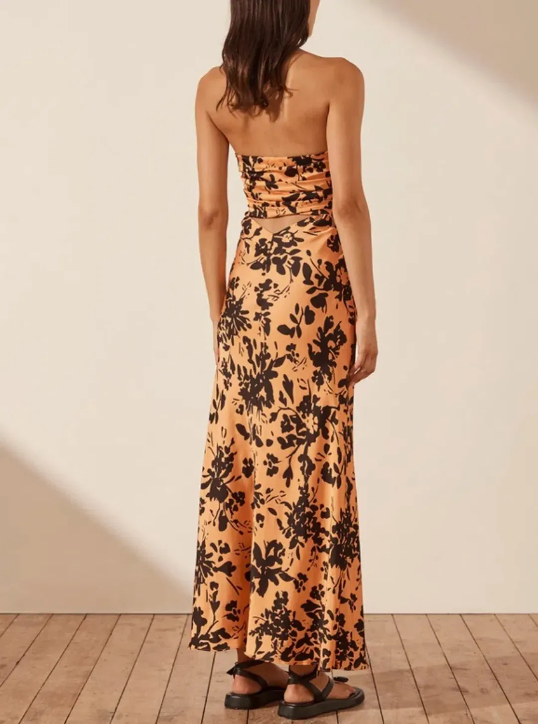 Shona Joy Solare Strapless Cut Out Ruched Dress Print Size 6 for rent on The Volte - main image