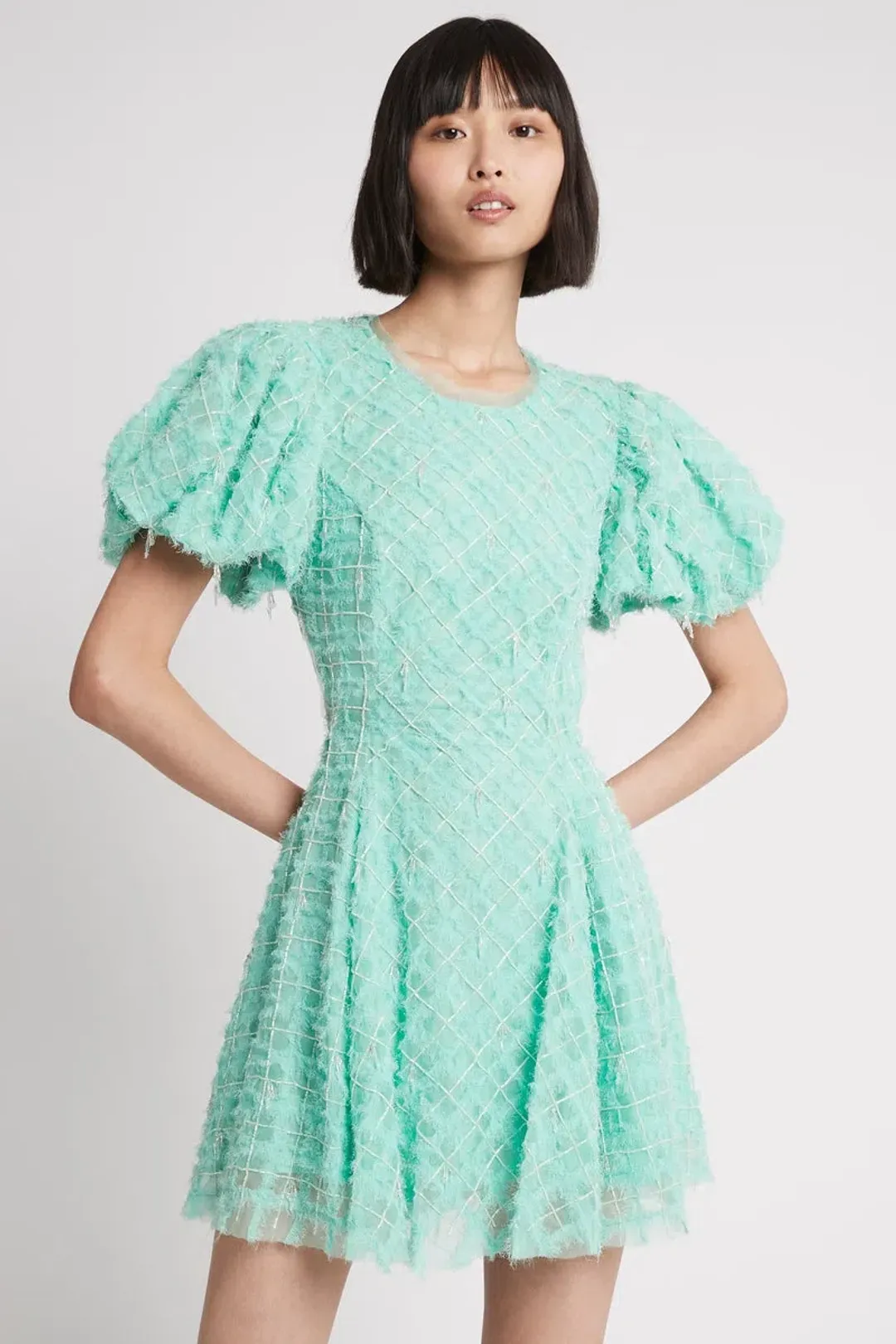 Aje Context Embellished Mini Dress Green Size 8 for rent on The Volte - main image
