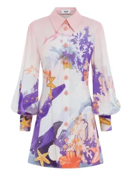 Leo Lin Luminous Mini Dress Neptune Placement Print in Coral Size AU 8 for rent on The Volte - image 5