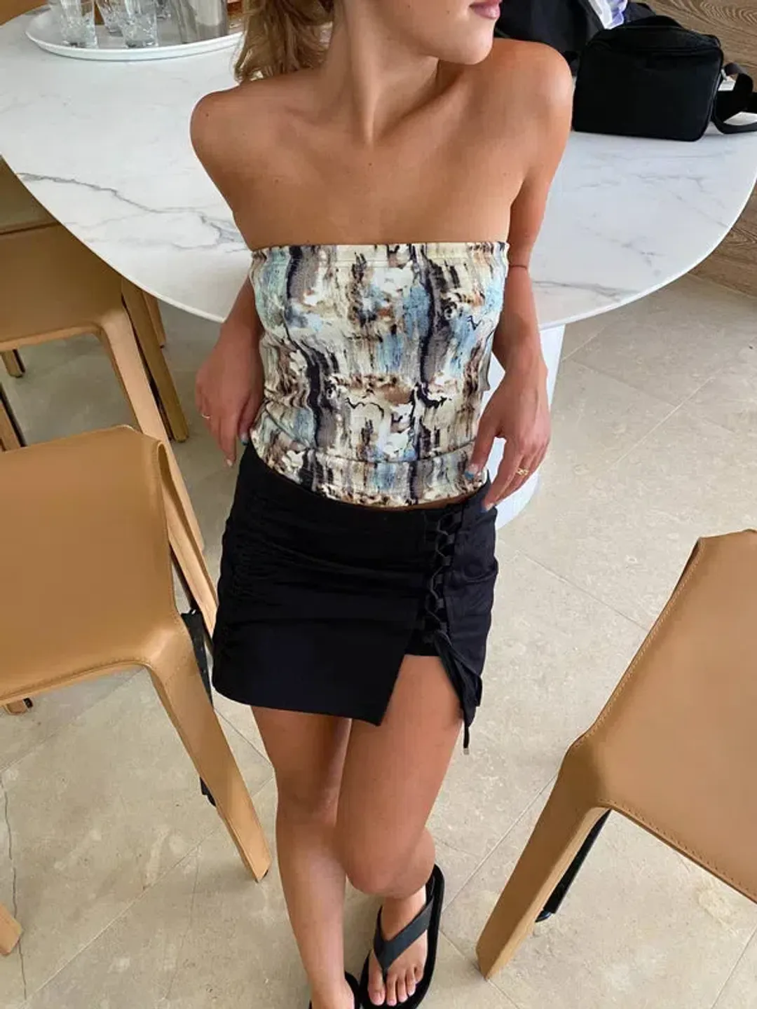 With Harper Lu Marble Boob Tube Top Print Multi Size 10 for rent on The Volte - main image