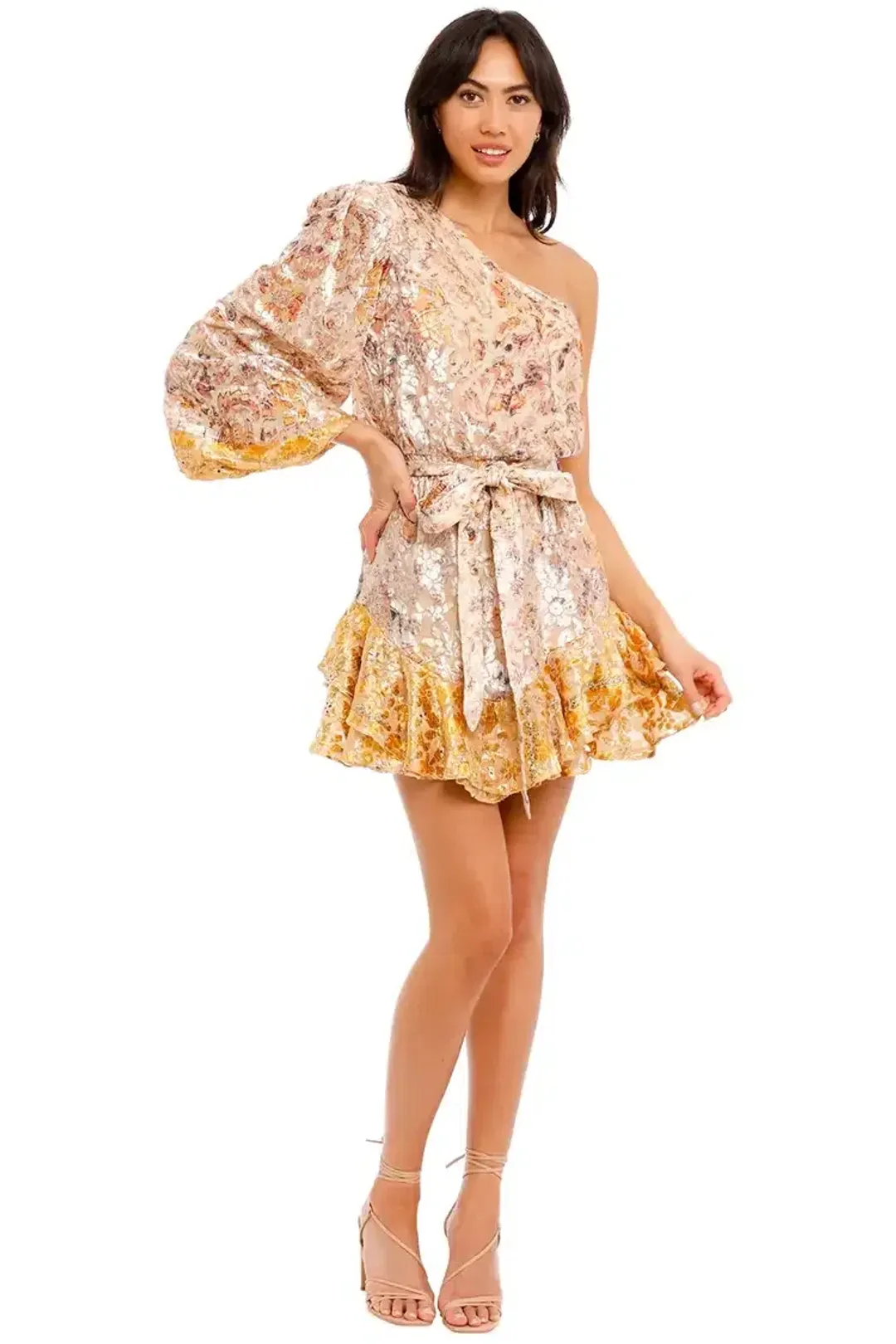 Hemant & Nandita Kalon One Shoulder Mini Dress Size 10 for rent on The Volte - main image