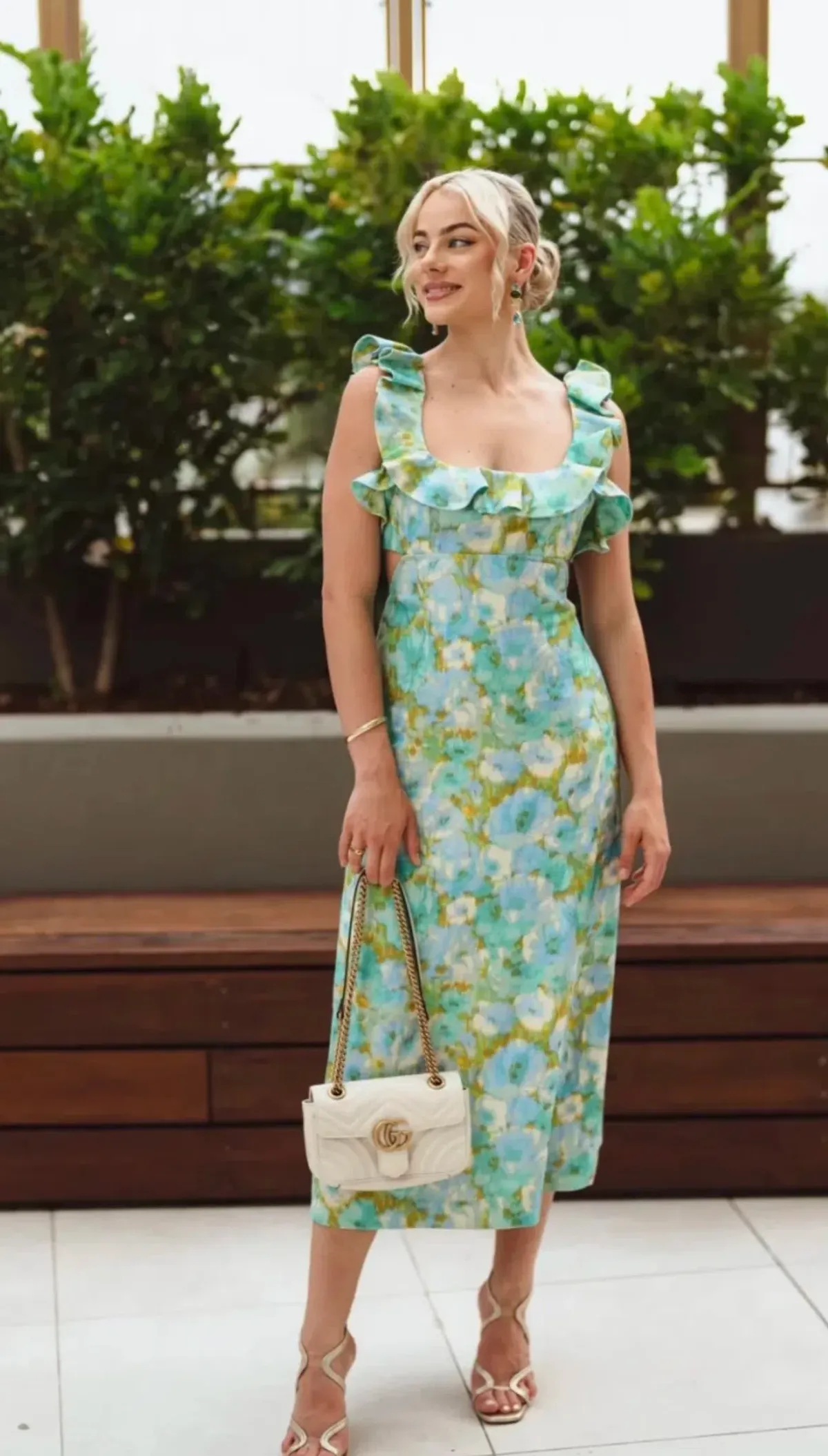 Zimmermann High Tide Frilled Midi in Aqua Floral Size 1 - Image 3
