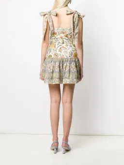 Zimmermann Edie Tie Mini Dress Cream Paisley Size 6 for rent on The Volte - image 2