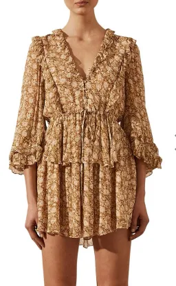 Shona Joy Julia Balloon Sleeve Drawstring Mini Dress Print Size 8 for rent on The Volte - image 2