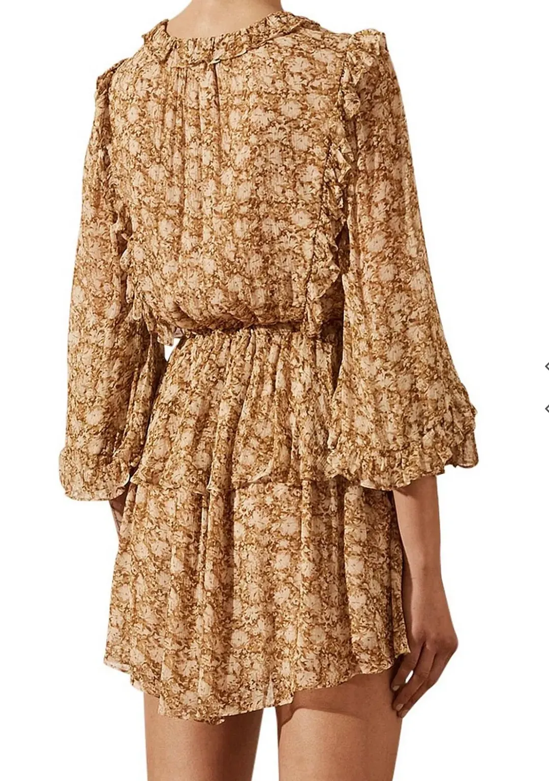 Shona Joy Julia Balloon Sleeve Drawstring Mini Dress Print Size 8 for rent on The Volte - main image