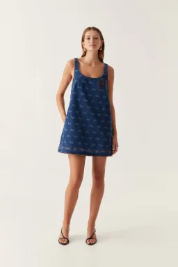 Aje Ratio Logo Mini Dress Blue Size 14 for rent on The Volte - image 1