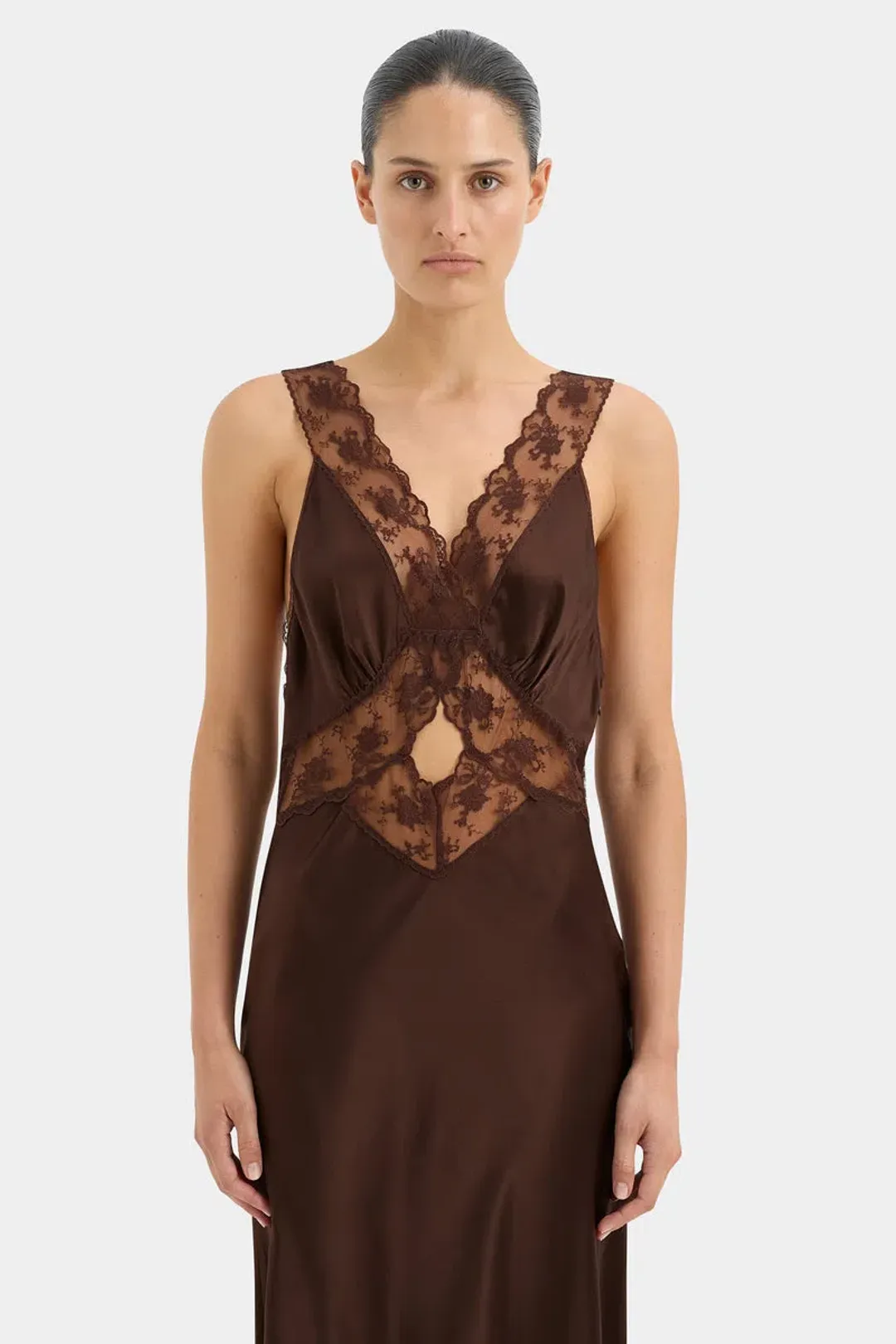 Sir the Label Aries Cut Out Dress Chocolate Size 3/Au 12 for rent on The Volte - main image