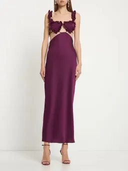 Attico Amber Cutout Satin Midi Dress In Purple Size 6 for rent on The Volte - image 3