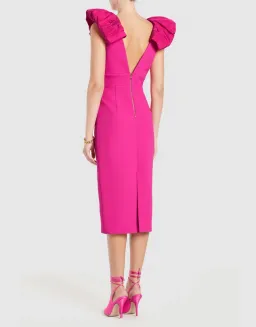 Rebecca Vallance Cupid's Bow Midi Dress Hot Pink Size 8 for rent on The Volte - image 3