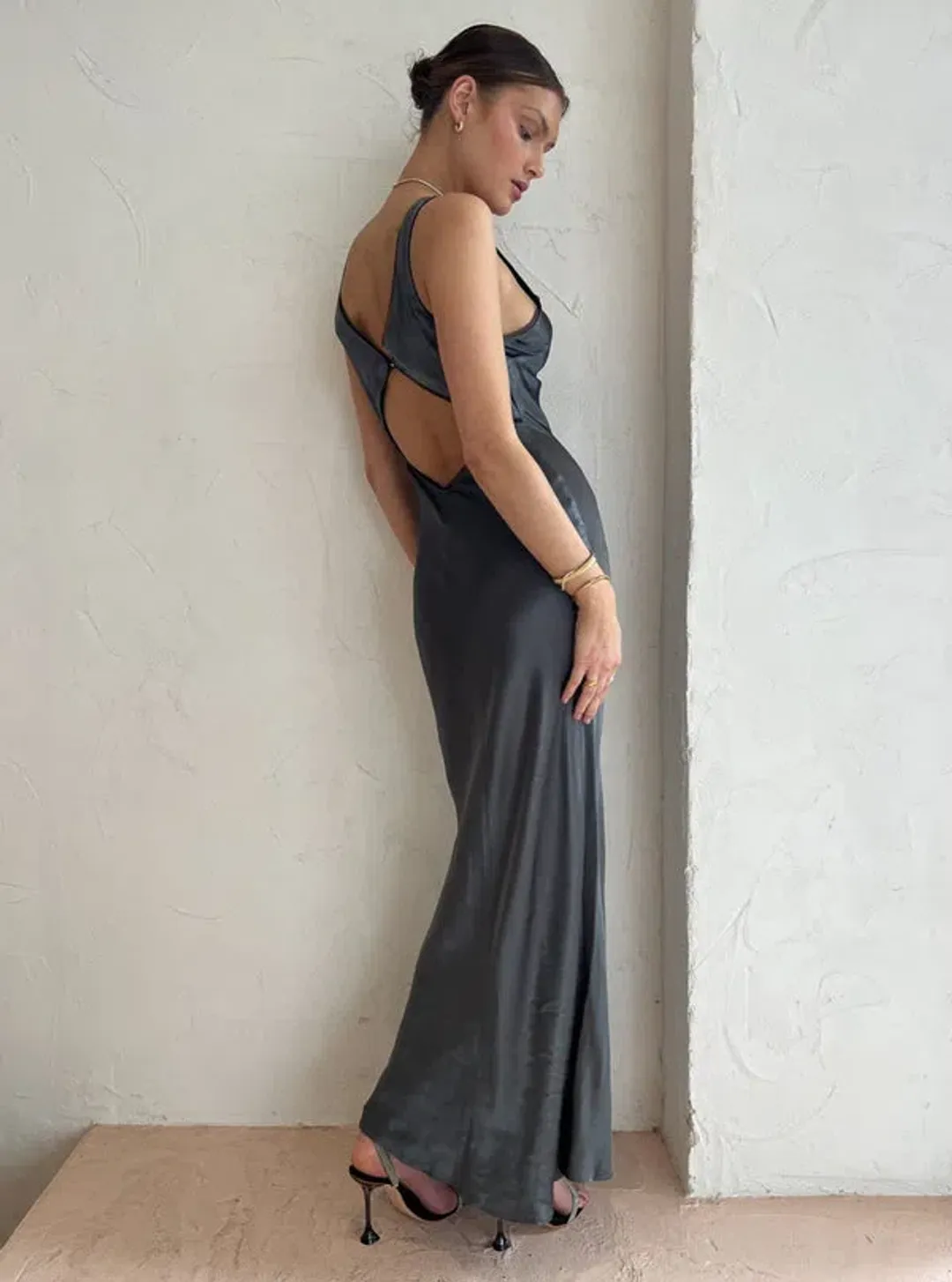 Bec & Bridge Celestial Keyhole Maxi Dress In Gun Metal/Black Size 10 for rent on The Volte - main image