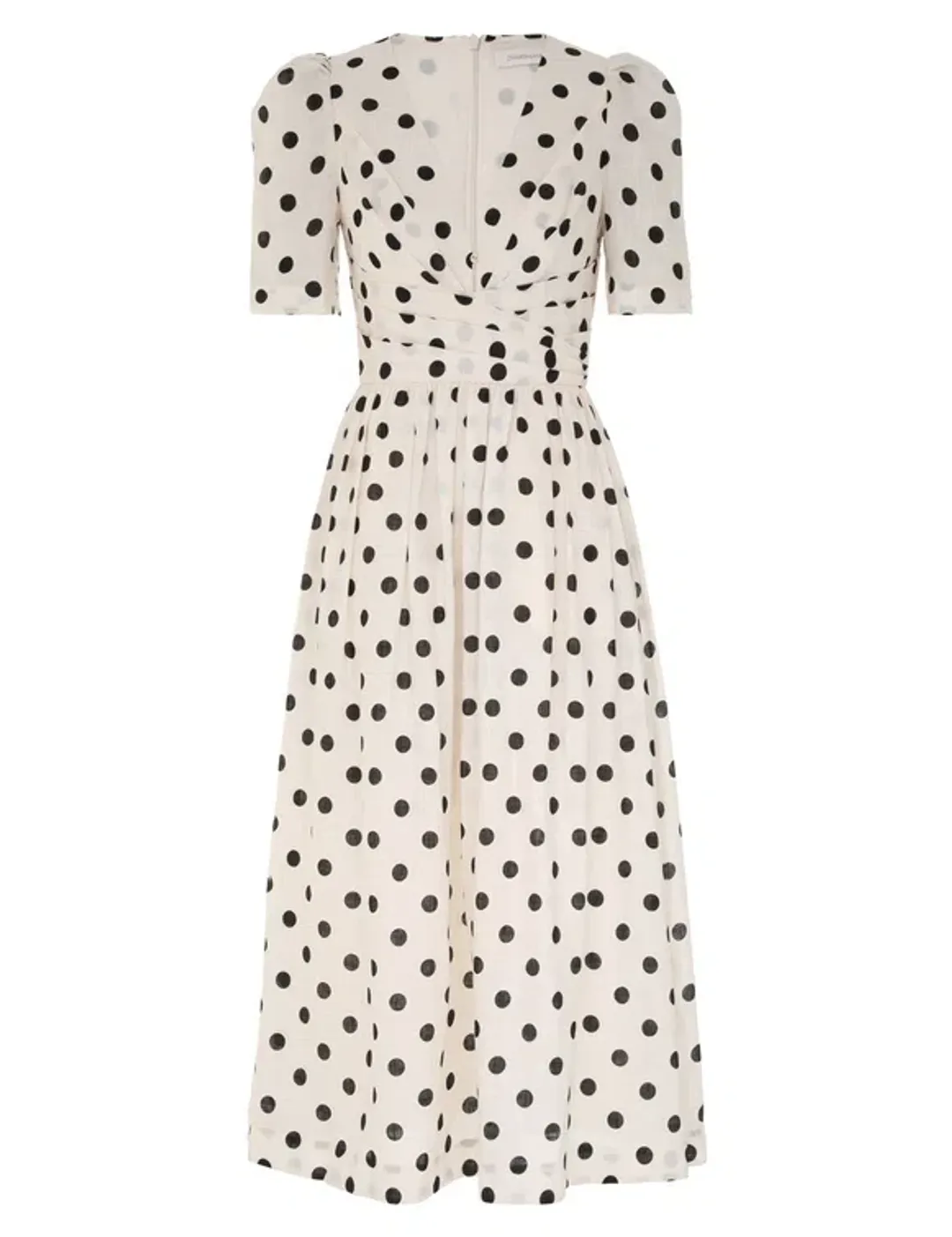 Zimmermann The V Neck Midi Dress in Cream/Black Dot Size 1 /AU 10 for rent on The Volte - main image