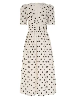 Zimmermann The V Neck Midi Dress in Cream/Black Dot Size 1 /AU 10 for rent on The Volte - image 3