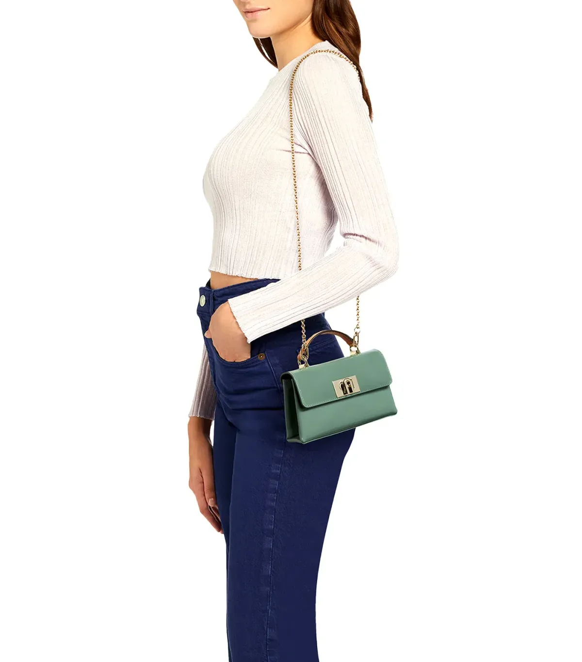 FURLA Mini Top handle bag Mint Green - Image 4