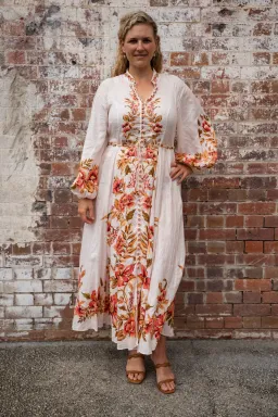 Zimmermann The Vacay Billow Long Dress in Peach Floral Size 4/Au 16 for rent on The Volte - image 1