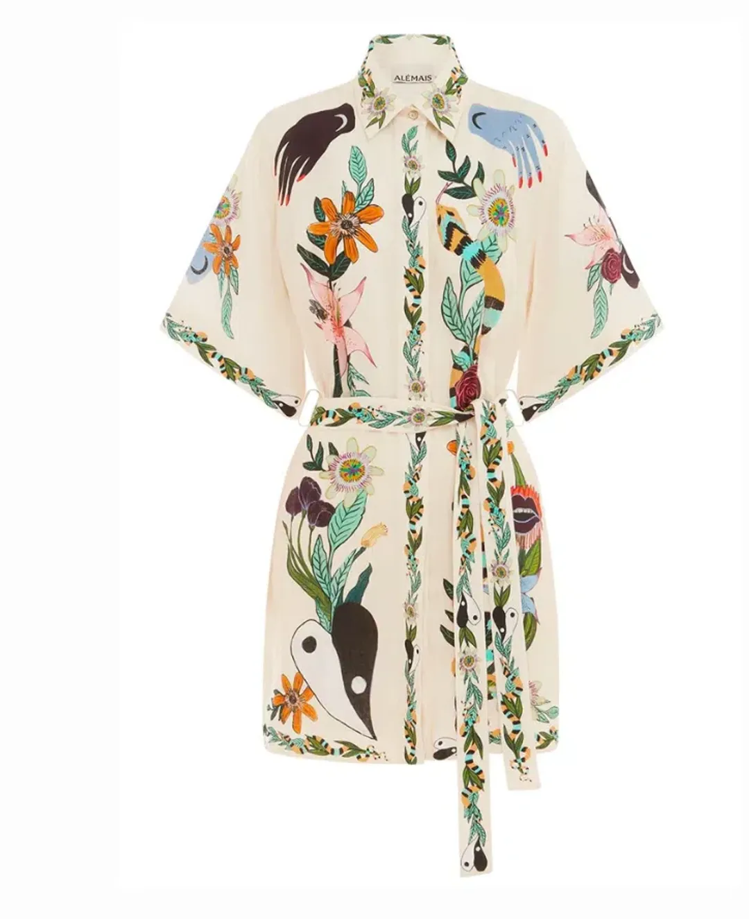 Alemais Meagan Linen Mini Dress Print Size 12 for rent on The Volte - main image