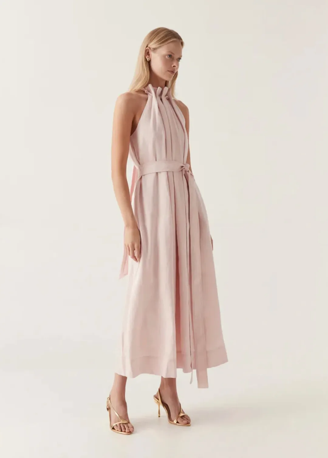 Aje Mariel Trapeze Midi Dress in Soft Pink Size 6 for rent on The Volte - main image