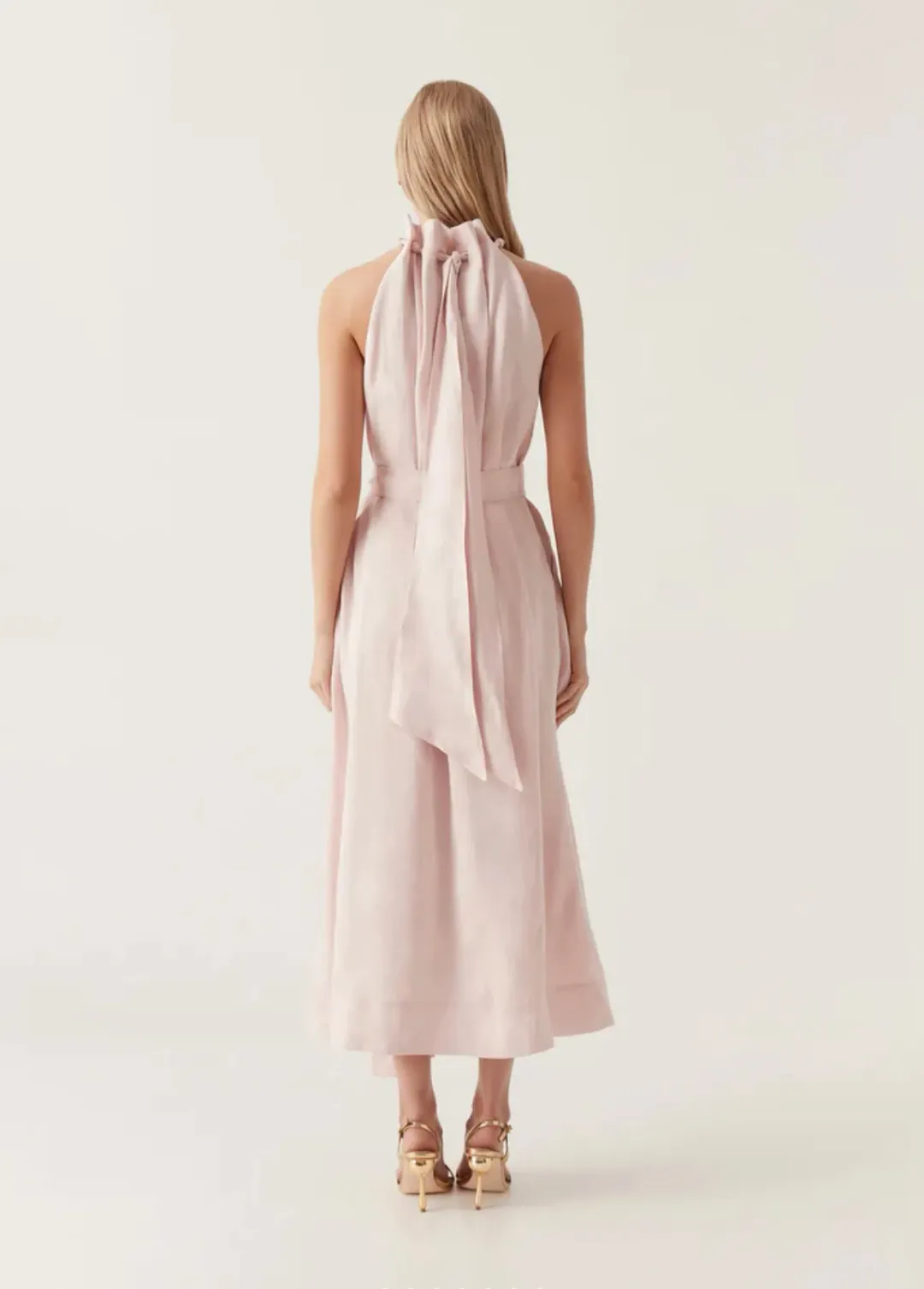 Aje Mariel Trapeze Midi Dress in Soft Pink Size 6 for rent on The Volte - main image