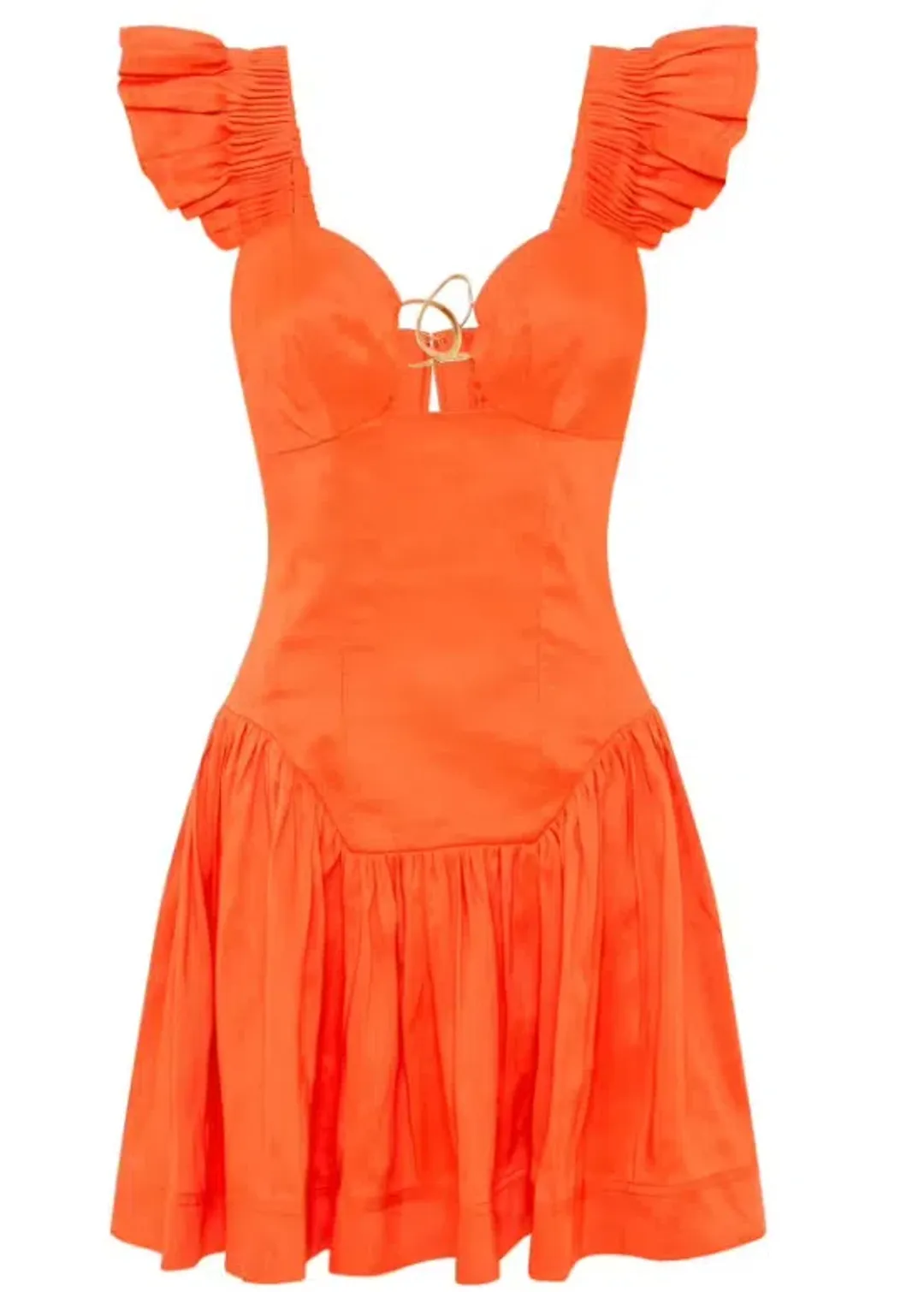 Aje Simone Frill Sleeve Mini Dress Orange Size XS / AU 6 for rent on The Volte - main image
